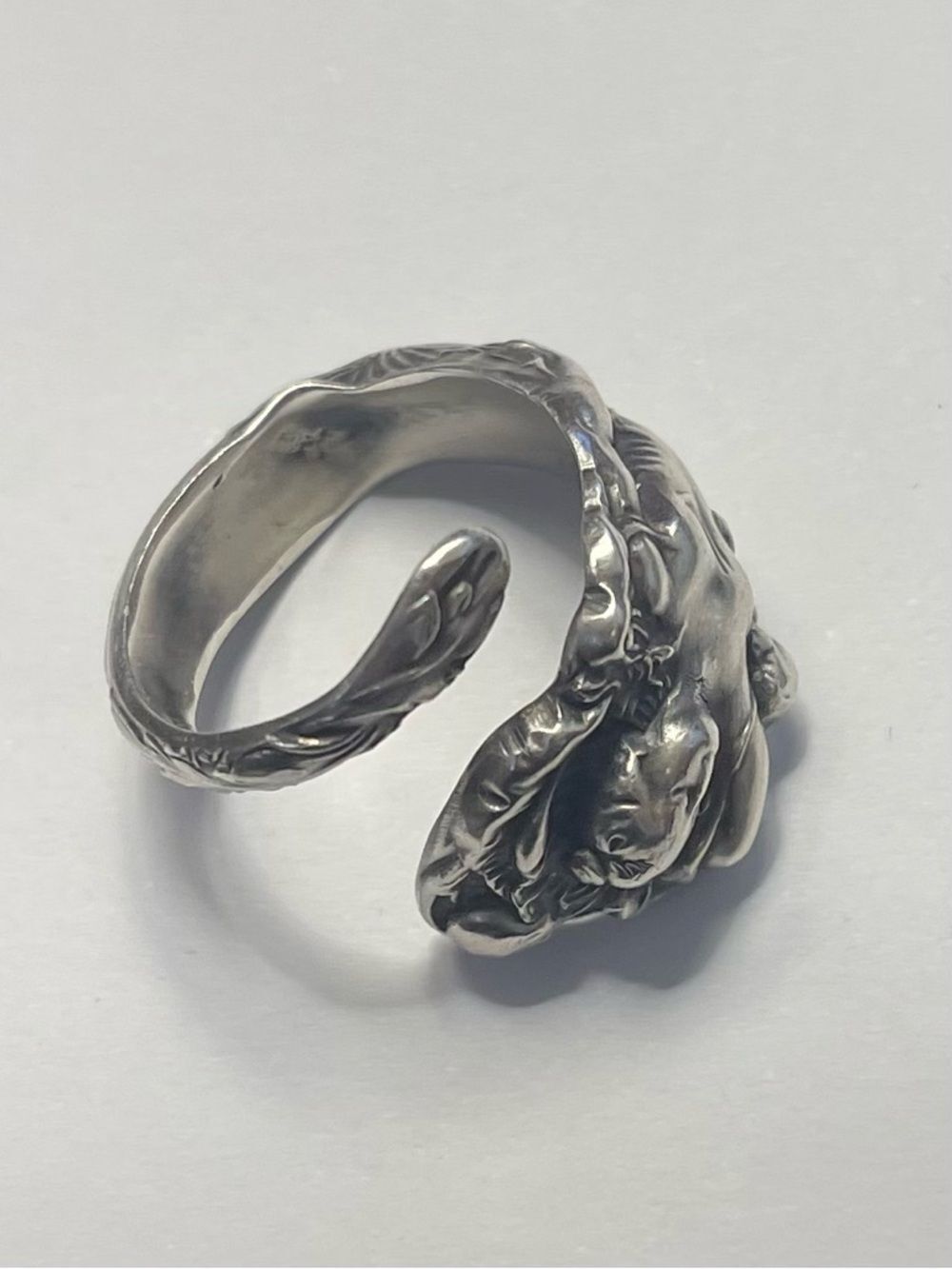 Size 7.5 - Spoon Ring Sterling Silver Beautiful Mother & Child Wrap Ring - Picture 7 of 8